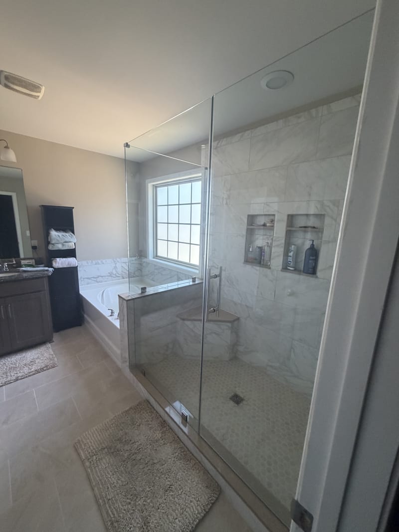 After: primary bathroom rebuild completed by Willard's Restoration